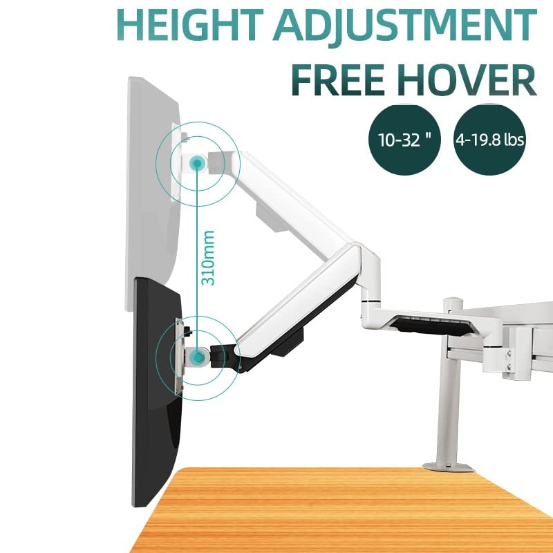 Brazo Monitor PC 10 "-32" MONTOR DE MONTAJE DE MONTAJE DE MONTAJE DE MONTAJE DE MONTAJE, soporte de monitor de movimiento completo de gas, brazo de montaje ajustable de aluminio, se mantiene hasta 19.