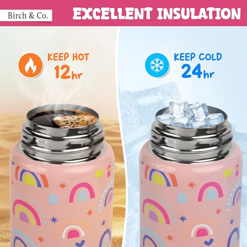 Image of Kids Water Bottle - Water Bottles for School - Dualcap Sipper WaterBottle for Kids - Waterbottle for Girls and Boys, Stainless Steel 316, Spill-Proof, BPA-Free, Perfect for School and Play, Rainbow