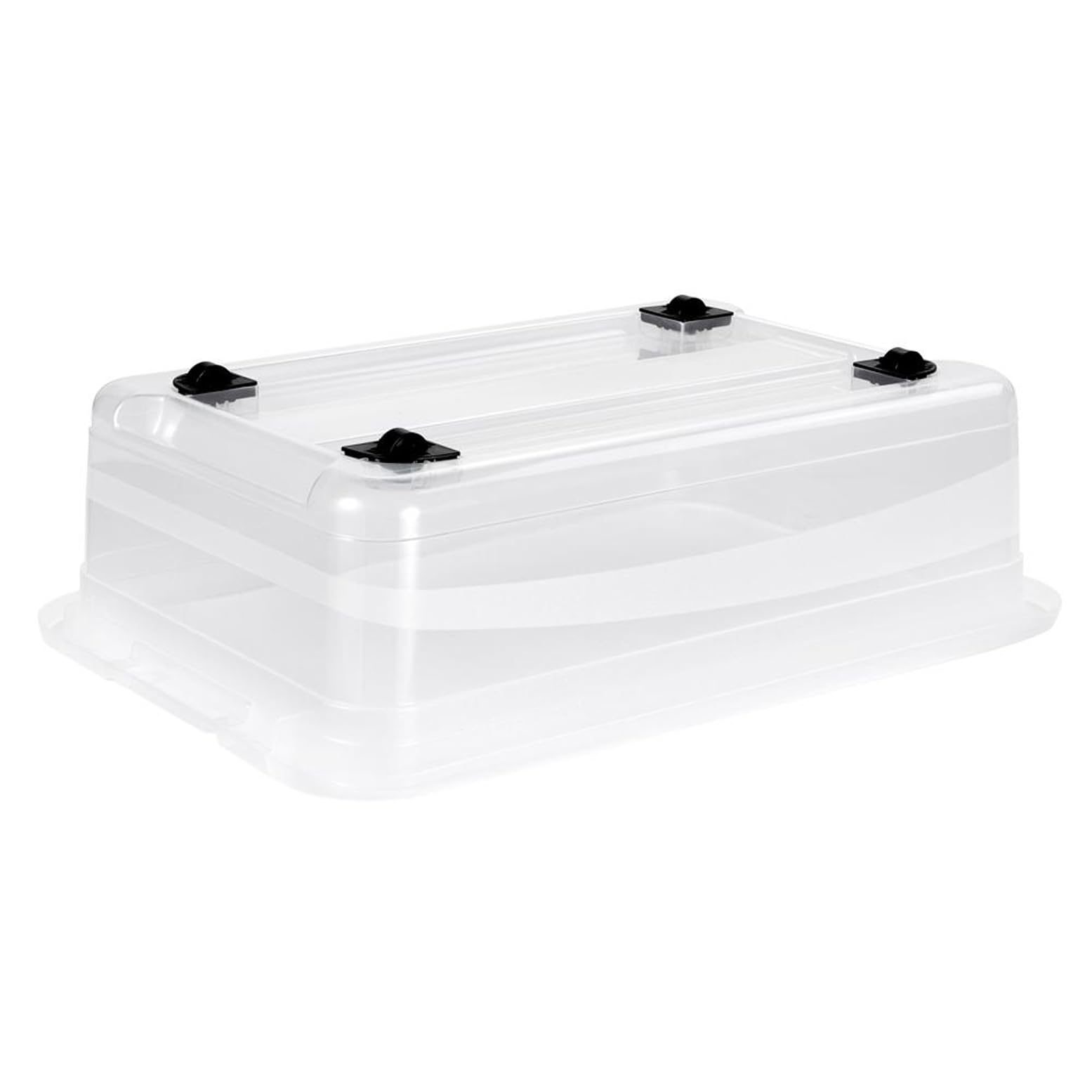 keeeper Boîte de rangement transparente avec couvercle et roulettes