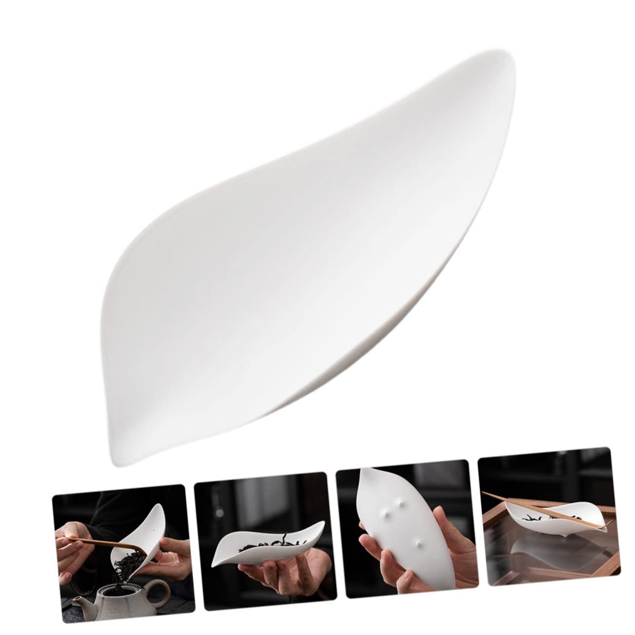 HAKIDZEL Ceramic Tea Scoop Multi Function Decorative Tea Holder Loose Tea Shovel Lightweight Ceramic Teaspoon for Home Hotel Tea House Restaurant Use Design