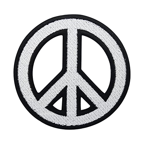 FRIEDENSSCHILD AUFNÄHER HIPPIE SOMMERLIEBE Orange Bestickt Aufbügeln