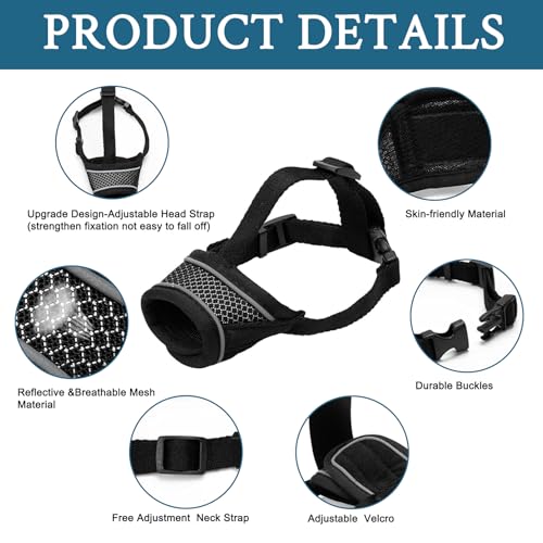 Dog Muzzle for Small Dog Muzzle with Adjustable Strap to Prevent Biting Barking and Chewing, Dog Mask (2pcs Size S and M) - Image 3