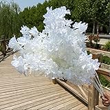 Goodangie00 5Pcs 33.5' White Artificial Cherry Blossom Flower Bushy Silk Branches for Spring Home Room Wedding Party Kawaii Decor, Japan's National Flower
