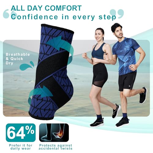 Image of Dr Fitzy Neuro Ankle Binder Cap for Pain Relief, 3d Compression Neuropathy Socks with Ankle Belt Band, Ortho Leg Ankle Support for Men and Women, Orthopedic Foot Sleeve Brace with Anti Slip Grip (Blue, One Size)