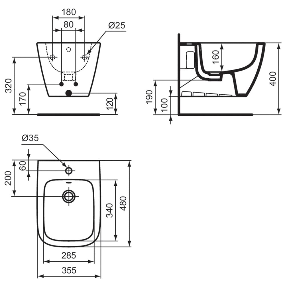 Ideal Standard i.Life T459301 Compact T459301 - Bidé suspendido de pared, 1 orificio, color blanco