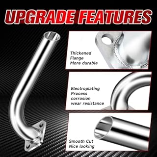 FVRITO Exhaust Pipe Header for CT200u Coleman BT200X CT200U-EX KT196 Mini Bike Go Kart Predator 212cc 224cc 196cc 6.5HP GX160 GX200 Clone Engine Baja Warrior MB200 Performance Parts Silver