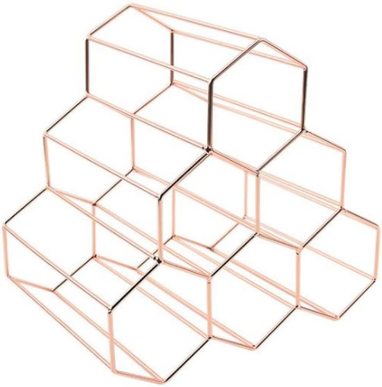 Soporte para 6 Botellas de Vino, Acero Inoxidable Rose Gold, de Mesa