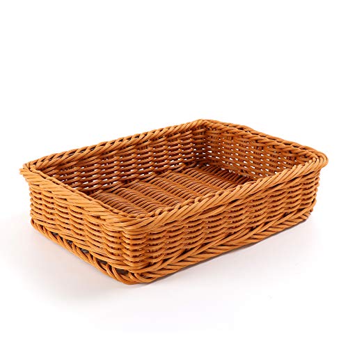 プラスチック製収納かご (褐色(厚い 長方形), 41x30x10cm)