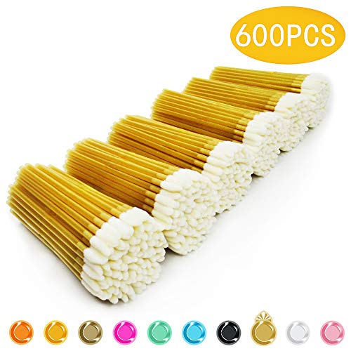 Disposable Lip Brushes 600 Pcs Make Up Brush Lipstick Lip Gloss Wands Applicator Tool(Gold,600 pcs)