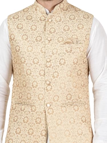 Image of Badoliya & Sons Men's Brocade Zari Nehru Jacket /Waist Coat