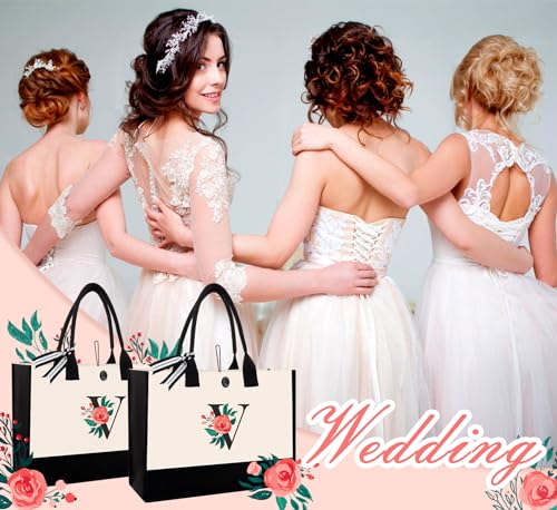 Image of Initial Canvas Tote Bag, Monogrammed Tote Bags Suitable for Mother's Day Wedding Beach