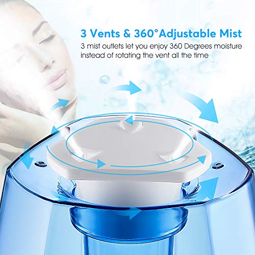 PROALLER Ultrasonic Cool Mist Humidifier Oil Diffuser Vaporizer, 3L/0.8 Gal for Bedroom, Baby, Home, Office, Filter Free, Waterless Auto Off, Portable
