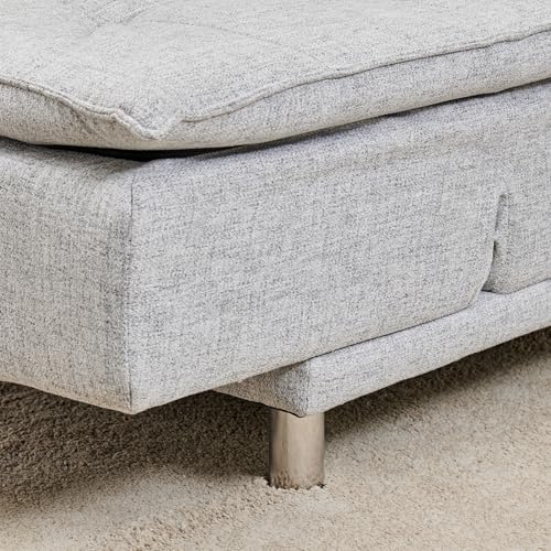 Image of Home Centre | Claudia Fabric 3-Seater Sofa Cum Bed | Sofa Bed with Lounger for Living Room | Solid Wood | Grey | 1 Year Warranty