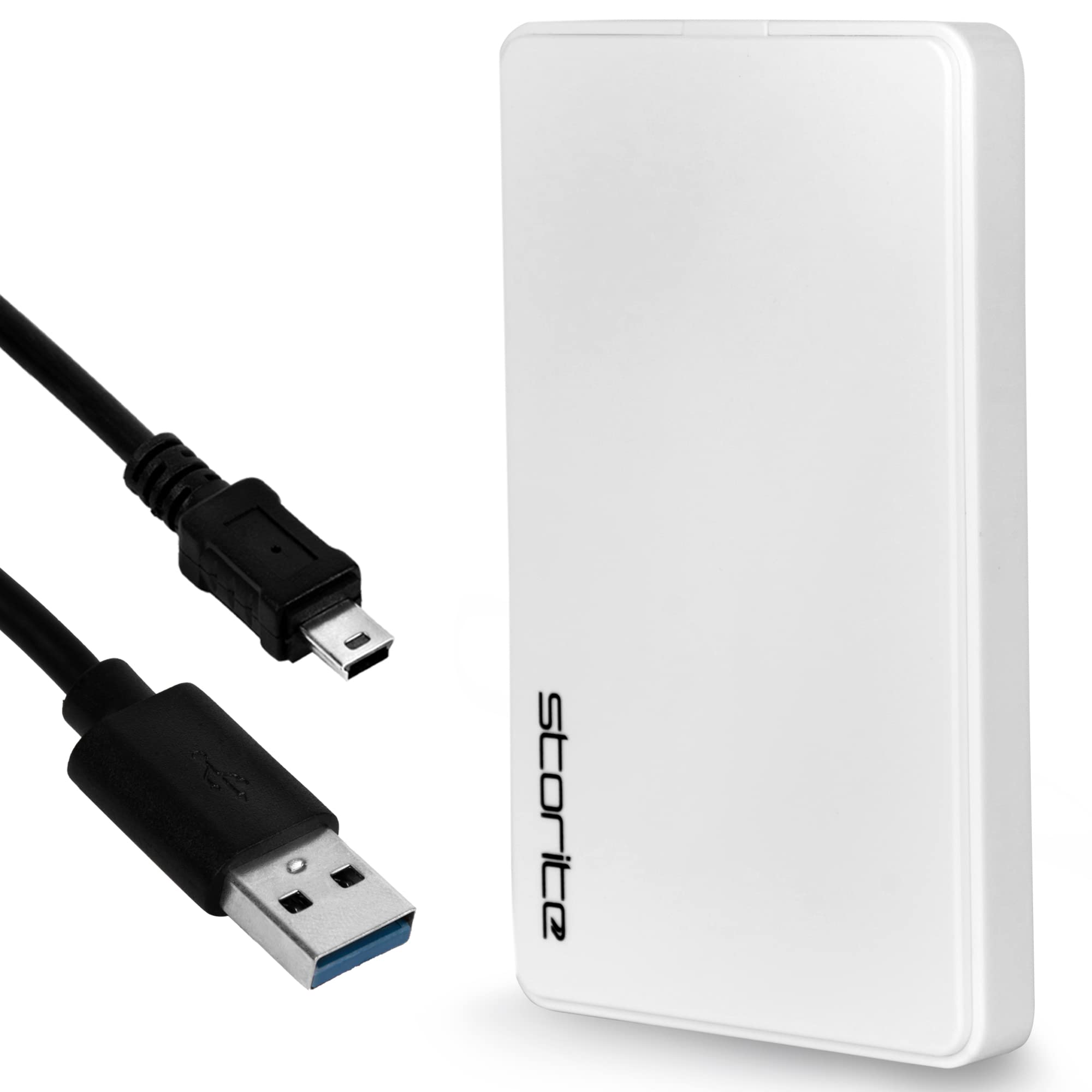 Storite Lightweight & Ultra Slim 500GB External Hard Drive USB 2.0 Portable Data Backup & Storage Hard disk 2.5" HDD Pocket Size & Plug And Play Harddrive For PC Laptop Desktop Mac (White)