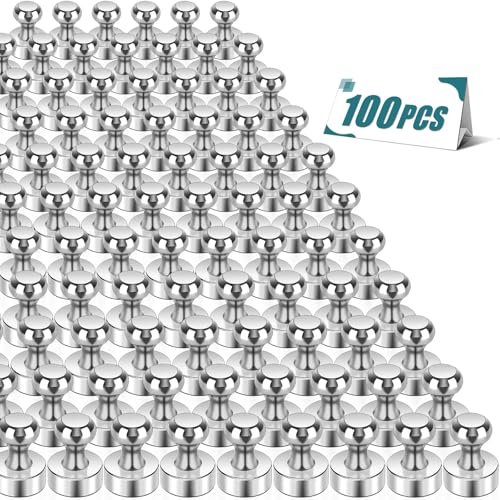 Image of MAGXCENE 100 Pack Neodymium Fridge Magnets, Small Strong Magnets for Whiteboard, Push Pin Magnet, Refrigerator Magnets for Office, Kitchen, Adults, Home