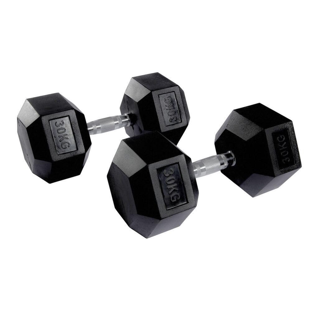 Equipped Gym - Weights Hex Dummbells Pairs. 30kg Cast Iron Gym Weights. Gym Equipment For Home And Commercial Use For Both Men And Women.Anti-Rolling Dumbbells for Weight Training