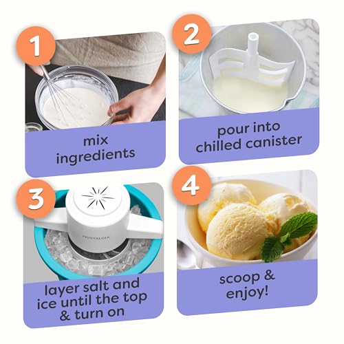 Nostalgia Electric Ice Cream Maker With 6 Qt Capacity- Ice Cream Machine Makes Frozen Yogurt or Gelato in Minutes- Ice Cream Maker with Aluminum Canister- Blue - image 4