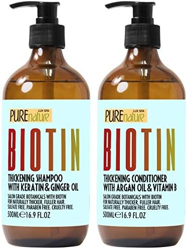 Biotin Shampoo and Conditioner Set - Volume Boosting Formula for Men and Women to Help Thinning Hair - Sulfate and Paraben Free with Thickening Properties - Volumizing Products to Improve Fullness