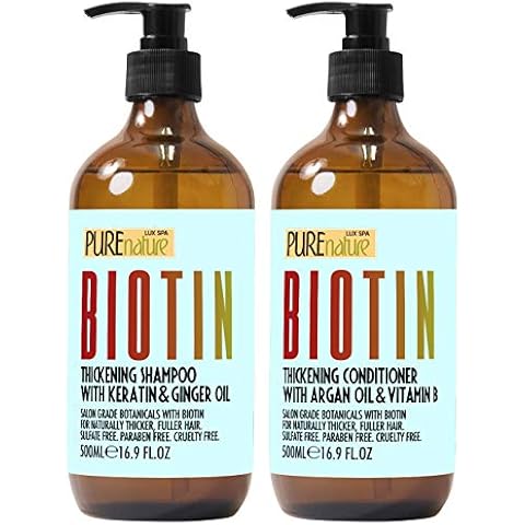 Biotin Shampoo and Conditioner Set - Volume Boosting Formula for Men and Women to Help Thinning Hair - Sulfate and Paraben Free with Thickening Properties - Volumizing Products to Improve Fullness Cover