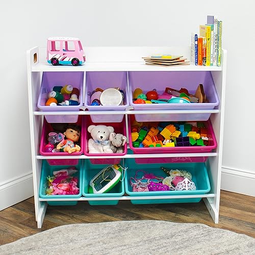 Humble-Crew-Toy-Storage-Organizer-with-Top-Shelf-and-9-Removable-Bins-WhitePinkPurpleAqua–Toddler-Bookshelf-with-Toy-Organizer-Modern-Toy-Rack-Ideal-for-Kids-Rooms-Playrooms-and-Nurseries Humble Crew Toy Storage Organizer with Top Shelf and 9 Removable Bins WhitePinkPurpleAqua–Toddler Bookshelf with Toy Organizer Modern Toy Rack Ideal for Kids Rooms Playrooms and Nurseries