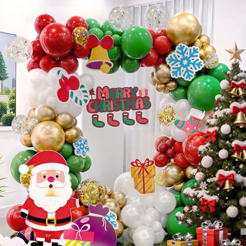 ZHIYAPA Red White Green and Gold Balloon Arch Kit, 167Pcs Christmas Balloons Different Sizes 18 12 10 5 inch for Birthday Baby Shower New Year Xmas Holiday Party Decorations by zhiyapa - Used condition - Image 4