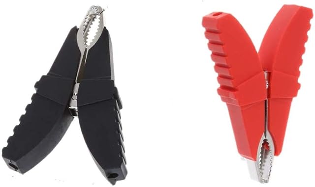 Aoowei Alligator Clips Red + Black 50A Butterfly Type Insulative Full Protective Crocodile Clips for Car Battery Clip Power Test Cables 2pcs