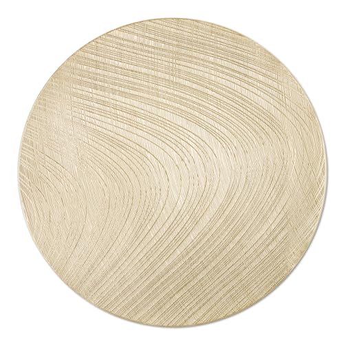 fanquare Rund Gold Tischsets 6er Set, Ø 38cm Runde PVC Goldene Linie Platzsets Waschbar Hitzebeständig Tischmatten für Weihnachten, Bankett, Geburtstag, Hochzeit