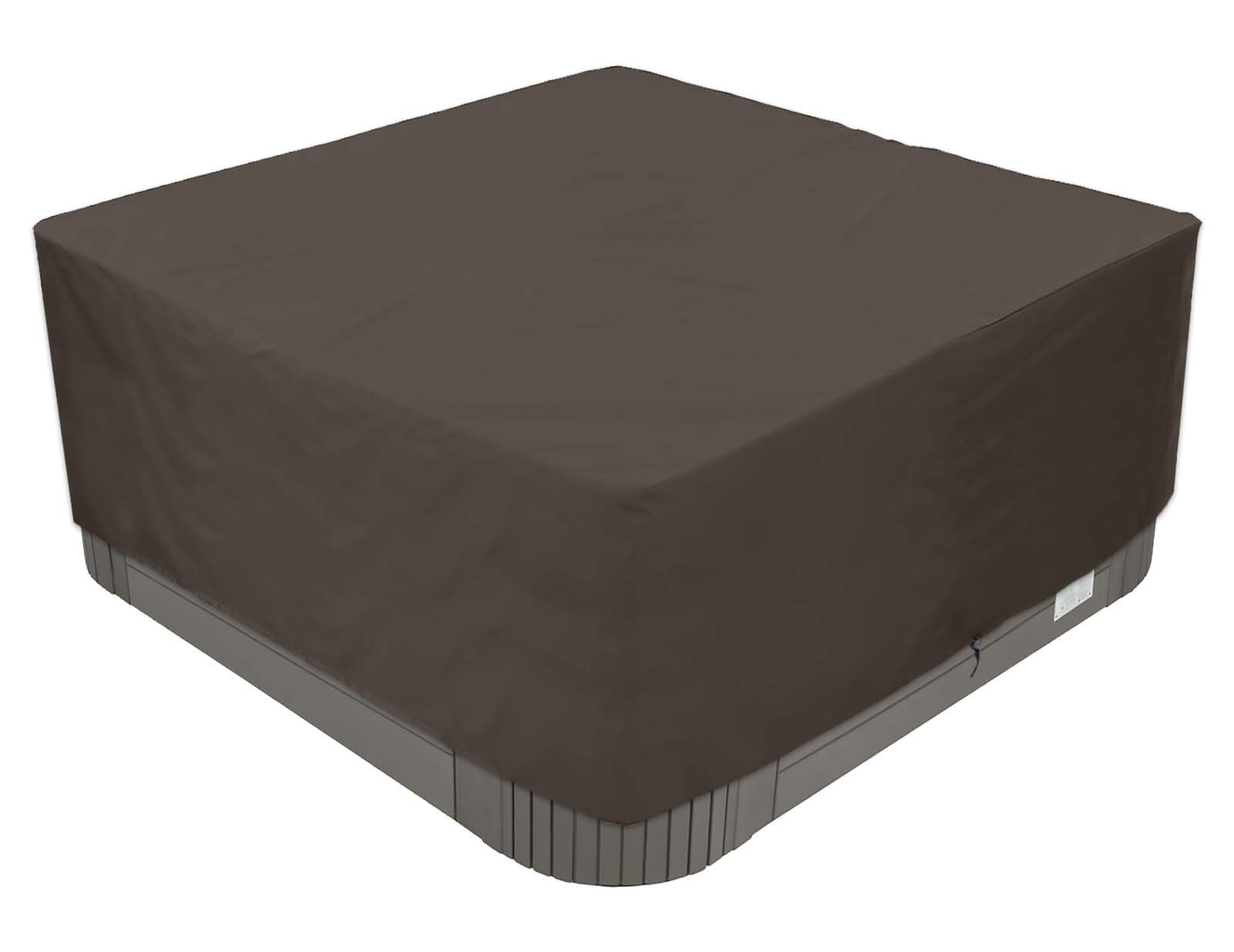 Cubierta de spa impermeable 210D, resistente a los rayos UV, protector de piscina al aire libre, color café, 220 x 220 x 90 cm, cubierta de invierno para jacuzzi y jardín, protección duradera para