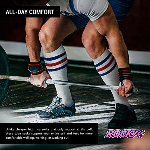 ROCKY Men's Striped Tube Socks Over the Calf High (6-Pair) Size 9-10-13-153