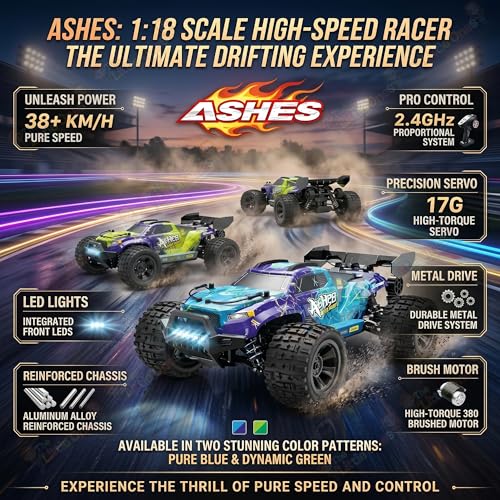 Image of The Little Ones RC Car - RC 4x4 Wheel 45 KPH Off-Road Truck Drive High-Speed Double Sided 2.4GHz Remote Control Drift Stunt Cars 360 Rotation Toys for Kids & Adults [Scale 1:18][Ashes X4]