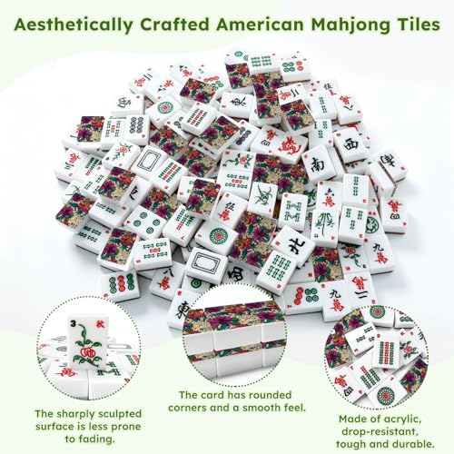 Set de fichas American Mahjong con diseño animal y bolsa miniatura 6