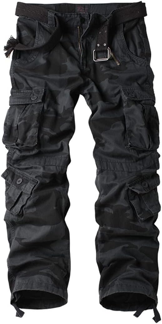 KEHAIOO Men's Cotton Military Cargo Pants, 8 Pockets Casual Work Combat Trousers, Military Army Camo Cargo Pants Plus Size