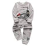 2 to 8 Years Children's Clothes Autumn Train Long Sleeve Two Piece Tops Pants Suit for Small and Medium Sized Boy Grey