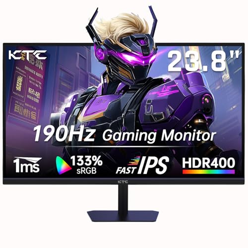 KTC 24 Inch 180Hz/190Hz Gaming Monitor, FHD PC Computer Monitor with Fast IPS Panel, HDR400, 133% sRGB, Bluelight Filter, 2 HDMI & 1 DP Port, Compatible Freesync and Wall Mountable, H24F8