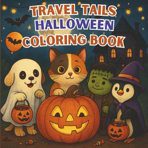 Travel Tails Halloween Coloring Book: Halloween Coloring Book - 25 Fall & Halloween Themed Pages to Color for Preschool and School Children