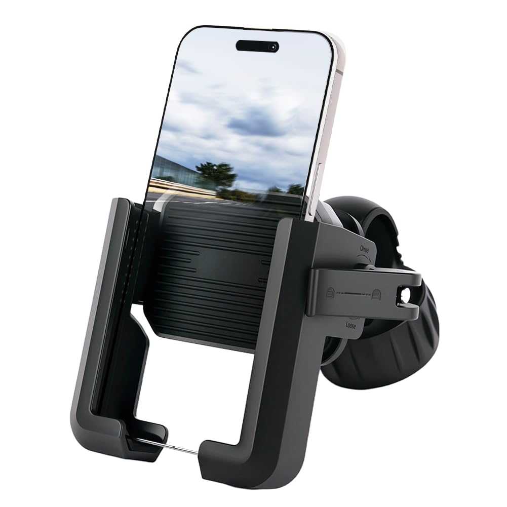 AUYAO Uniwersalny uchwyt na telefon do roweru, obrotowy 360°, uchwyt na telefon do motocykla z bezpiecznym zamkiem, amortyzujący uchwyt na telefon do roweru dla smartfonów 2,95-4,13 cala, uchwyt na