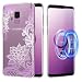 Casetego Compatible Galaxy S9 Case,Clear Soft Flexible TPU Case Rubber Silicone Skin with Flowers Floral IMD Printed Back Cover for Samsung Galaxy S9-Purple Flower