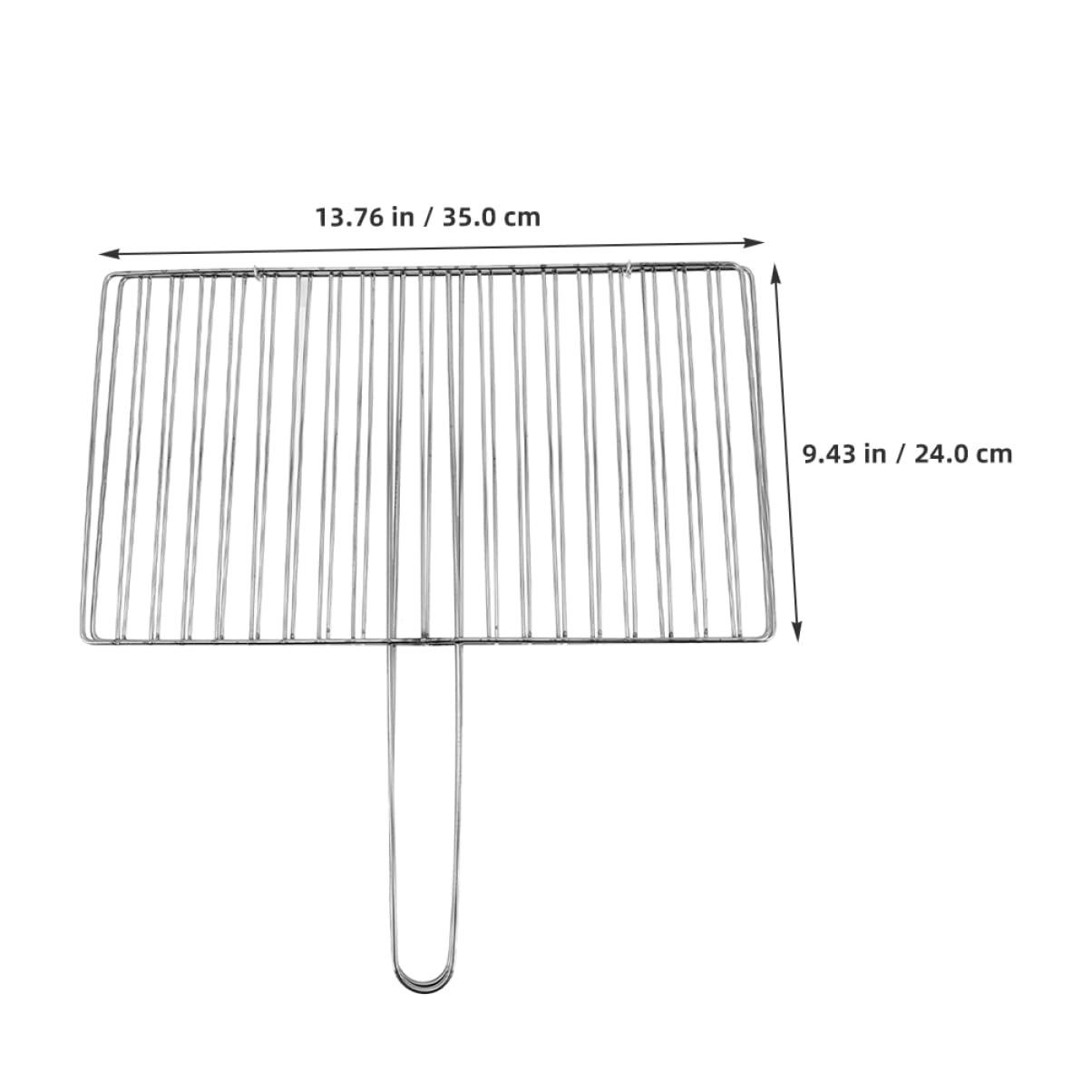 Griglia per pesce in acciaio inox con manico, portatile, verticale, per barbecue, falò, carne, verdure e gamberetti