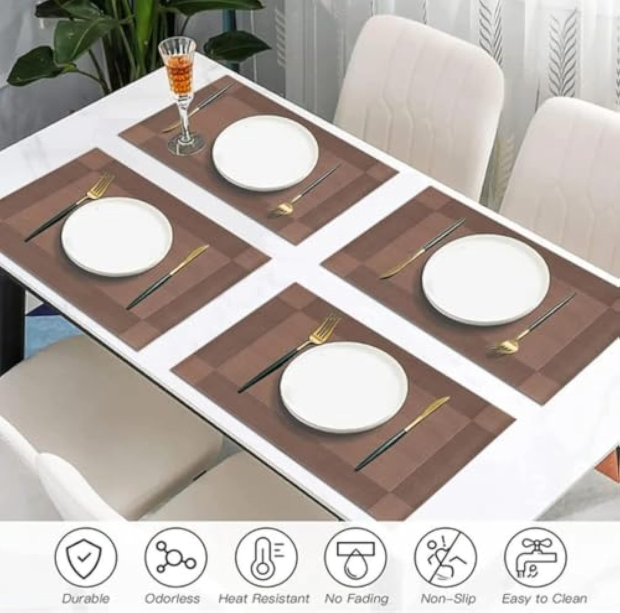 Dining Mats Table Mats PVC Placemats, Heat-Resistant