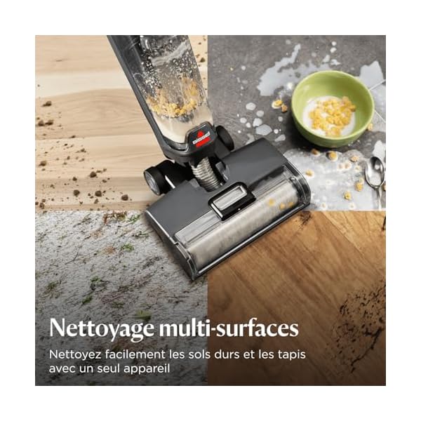 Bissell CrossWave OmniForce, Aspirateur Balai Laveur sans Fil, Aspire & Lave en Même Temps ou Mode Aspiration Uniquement, Nettoyeur Puissant, Nettoyeur a Eau pour Multi-Surfaces, 240m², 3912N