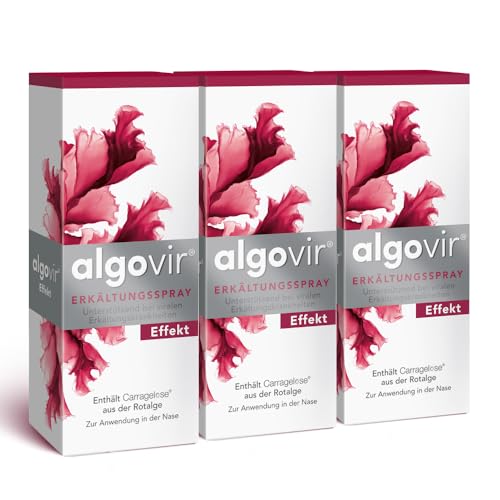 algovir® Effekt Erkältungsspray 3 x 20 ml zur Abwehr von Erkältungsviren, kann vor einer Erkältung schützen, Nasenspray mit naturbasiertem Wirkstoff aus der Rotalge