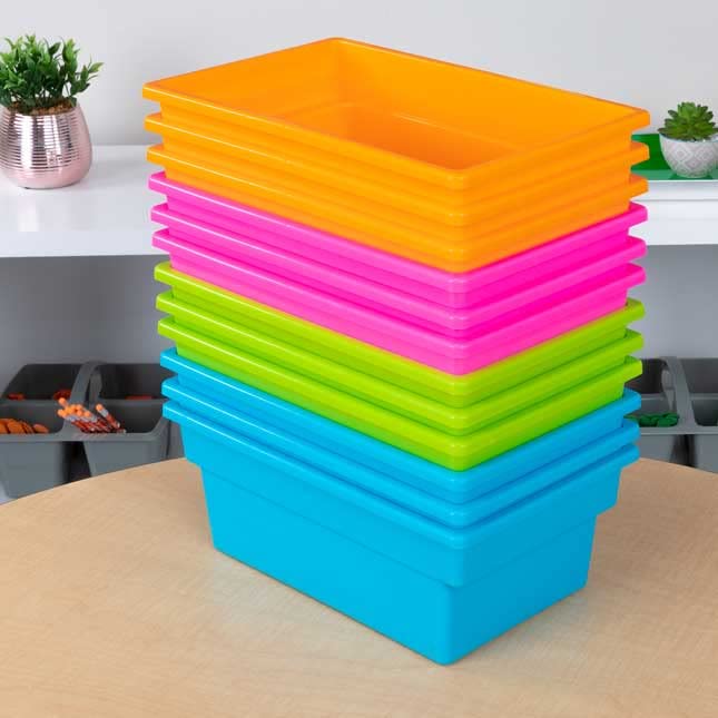 Really Good Stuff Maximize Your Storage Space With This Set Of 12 Versatile, Durable Plastic Bins In 4 Neon Pop Colors