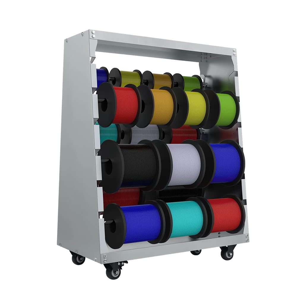 YeeoyWire Spool Rack, Cold-Rolled Steel Wire Spool Storage Cart with Wheels, Heavy Duty 6 Rods Wire/Cable Dispenser for Electrical Industrial & Retail Use, 300lbs Capacity, Gray