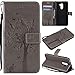 Produktbild Artfeel Flip Brieftasche Hülle für Xiaomi Pocophone F1, Xiaomi Pocophone F1 PU Leder Grau Hülle Geprägt Baum Schmetterling Blume Muster,Bookstyle mit Kartenfächer Magnetisch Stand Handyhülle
