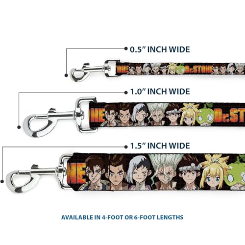 Laisse pour chien Dr Stone noire Crunchyroll large de 3,8 cm de qualité - 4