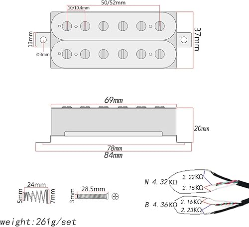 Miniatura 9 de Ogdni Pastillas selladas Humbucker de doble bobina para Les Paul LP estilo guitarra eléctrica negro