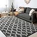 Puremy 8x10 Area Rugs for Living Room, Fluffy Shag Rugs for Bedroom, Non-Slip Indoor Carpet for Kids Room, Nursery, Home Decor, Geometric, Dark Grey/White