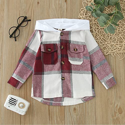 Baby Girls Plaid Hoodie Flannel Shirt Button Down Shacket Jacket Long Sleeve Shirts for Boys 2025 Fashion Kids Fall Clothes2