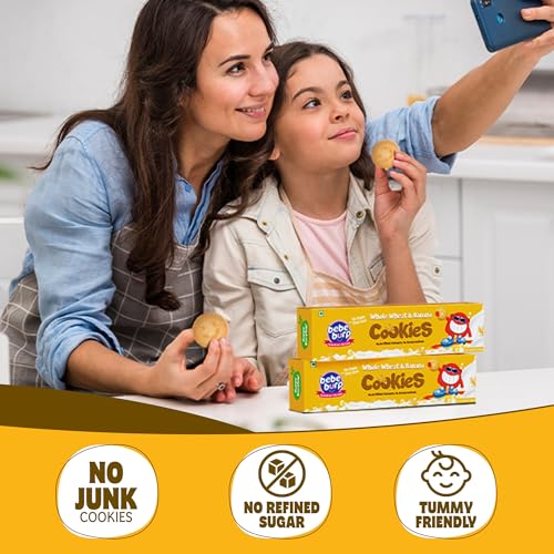 Image of Bebe Burp-Organic Whole Wheat, Oats & Raisins Cookies | Natural Tasty & Healthy Cookies | No Preservatives & Artificial Flavors |Snacks For Kids - 150gm (Pack of 4)-(Combo 2 for Each)
