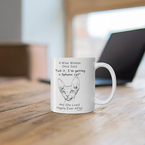 Miniatura 6 de Taza divertida para mujeres dueñas de mascotas – Taza para café «A Wise Woman Once Said», blanca, 325 ml., Sphynx Cat - Mujer Sabia 2
